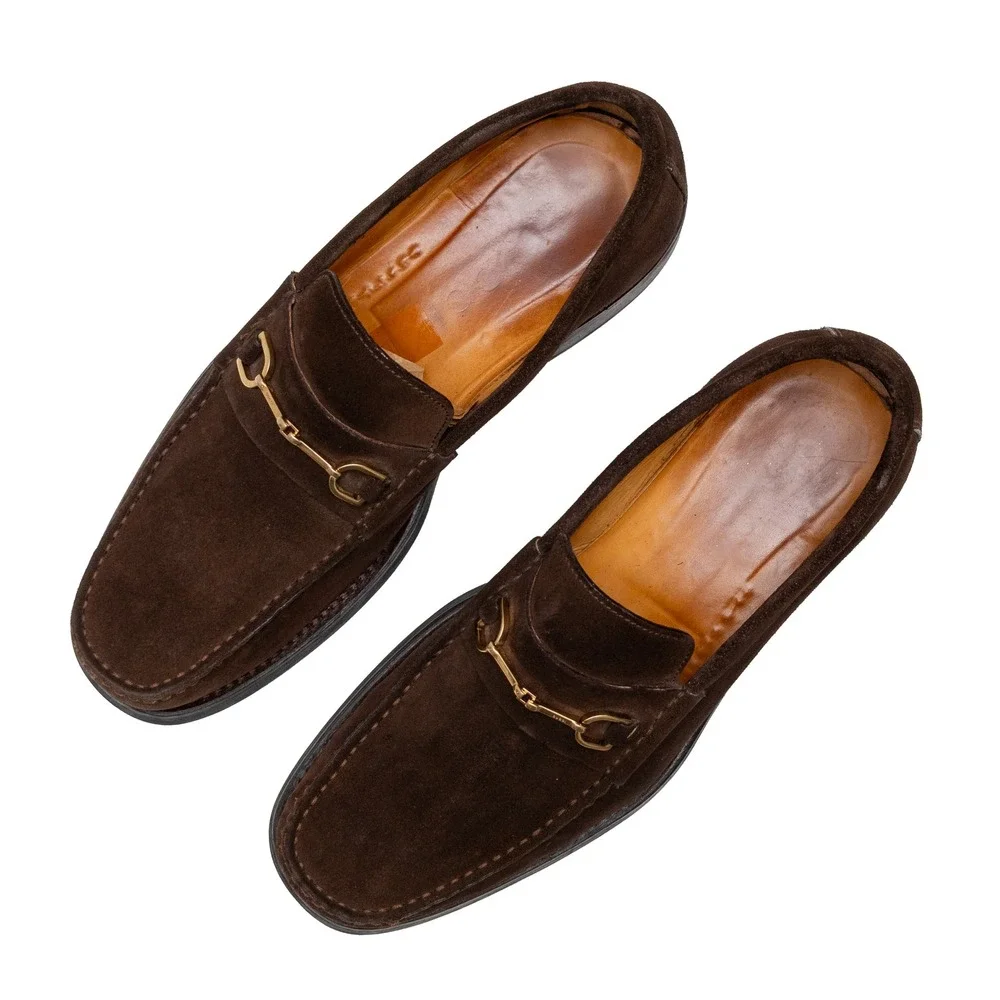 Gucci Mens Dark Brown Suede Horsebit Loafers Lug Sole UK 9 D US 10 D